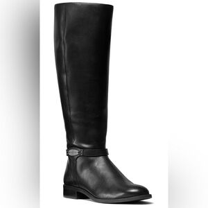 Michael Kors Black Leather Finley Boots, Size 7.5M